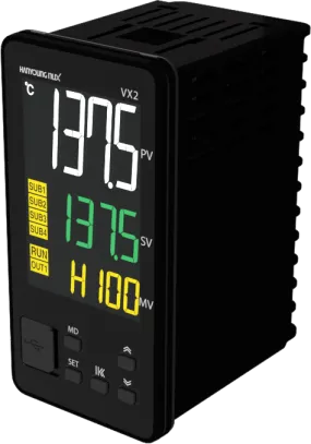 VX2-UCMD-A2CTD4H2R, Temp Controller, 48x96mm, 24VAC/DC, Multirange Input, 4-20mA Output, Relay Cooling Output, 2 Alarms, Retransmission, Event Input (2x SV), Remote Setting Input, Current Feedback