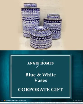 White And Blue Floral Vases for Wedding, House Warming & Corporate Gift