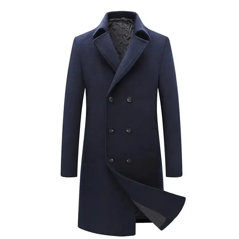 Wiaofellas Autumn And Winter New British Style Mid-length Lapel Long-Sleeved Woolen Men's Coat Solid Loose Casual Coat Fashion G100