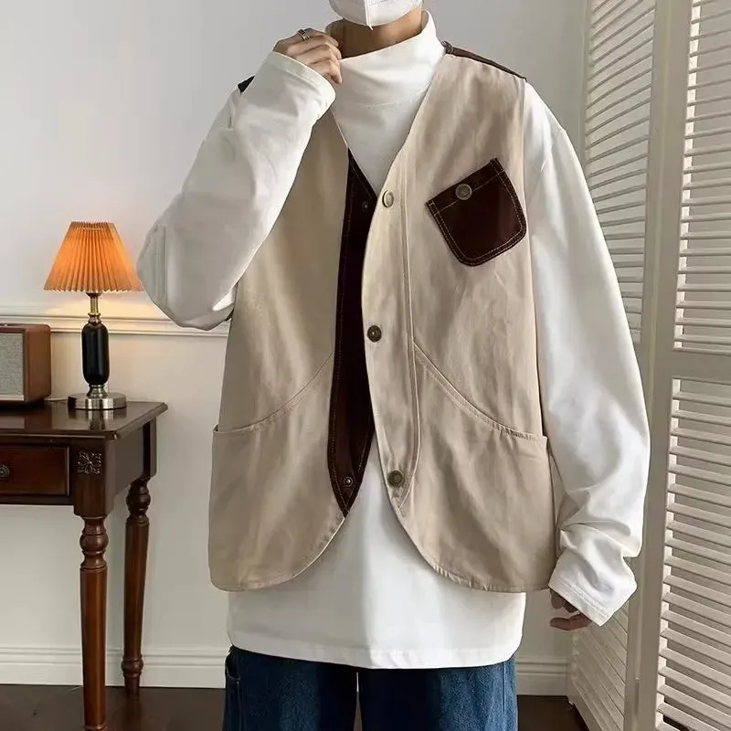 Wiaofellas  -  Fashion Men Spring Autumn New Multi Pockets Vest Jacket Men Outdoor Sports Waistcoat Mens Cargo Sleeveless Outerwear D737