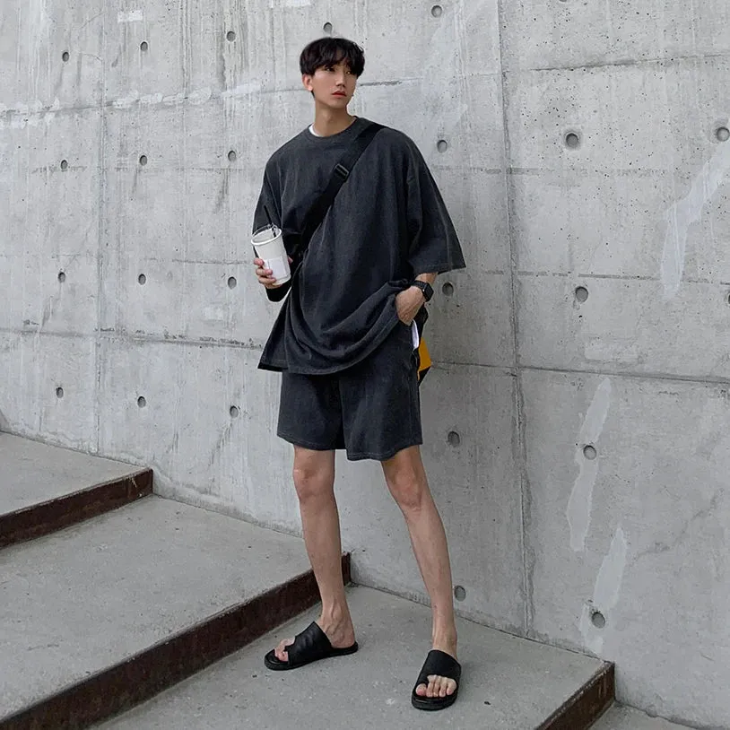 WIAOFELLAS -  Summer Mens Fashion Solid Color Lose T Shirts Male Casual Short Sleeve Pullover Tees Male Basic T-shirt Male Tees Tops V33