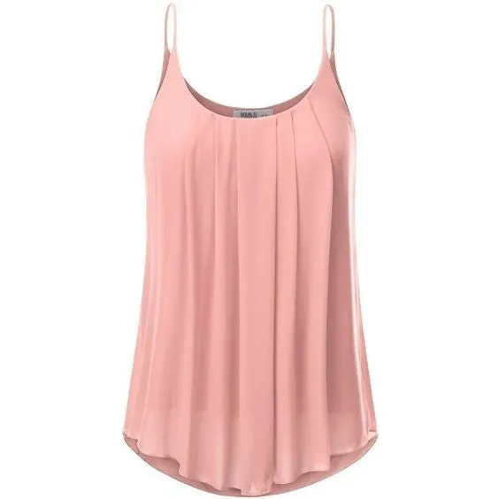 Women's Fashion Plus Size Sleeveless O-neck Pure Color Casual Loose Chiffon Tops WZC6598
