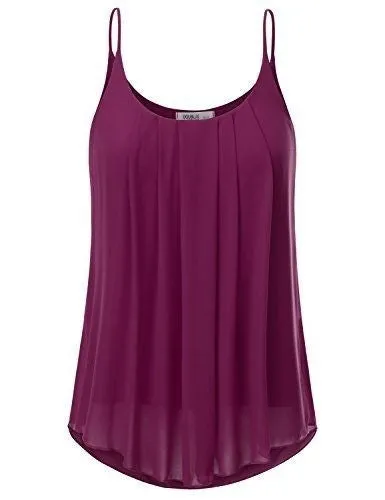 Women's Fashion Plus Size Sleeveless O-neck Pure Color Casual Loose Chiffon Tops WZC6598