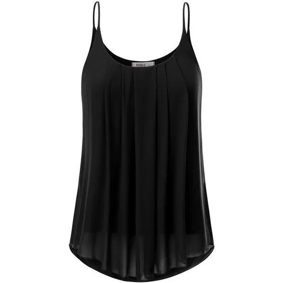 Women's Fashion Plus Size Sleeveless O-neck Pure Color Casual Loose Chiffon Tops WZC6598