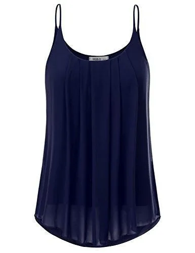 Women's Fashion Plus Size Sleeveless O-neck Pure Color Casual Loose Chiffon Tops WZC6598