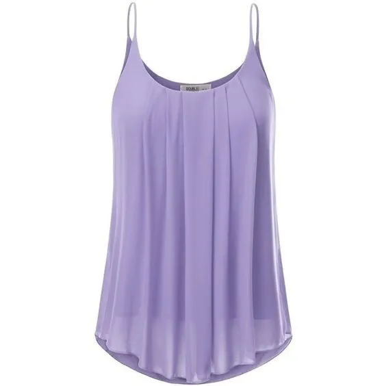 Women's Fashion Plus Size Sleeveless O-neck Pure Color Casual Loose Chiffon Tops WZC6598