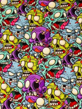 ZOMBIE SKULLS COTTON JERSEY PER METRE SALE